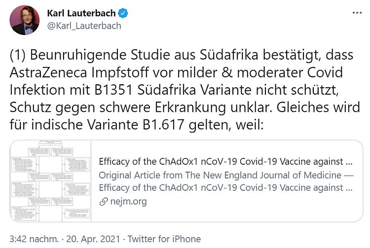 Lauterbach Impfungen Schutz bei Mutationen